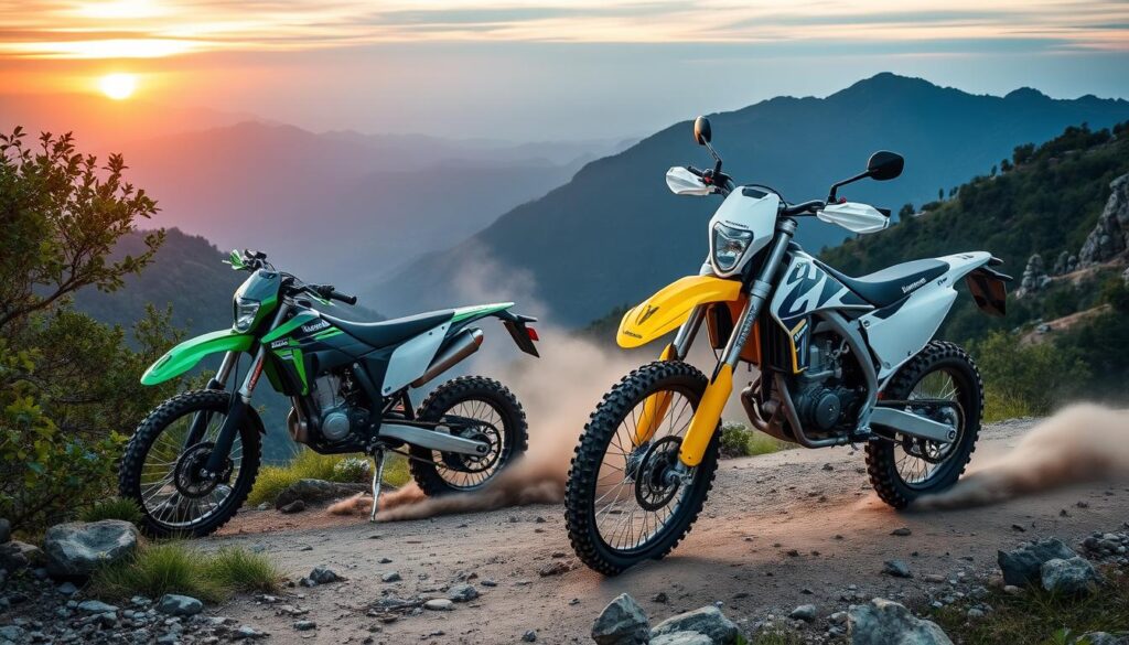 Kawasaki vs Husqvarna trail bikes Kawasaki vs Husqvarna trail bikes